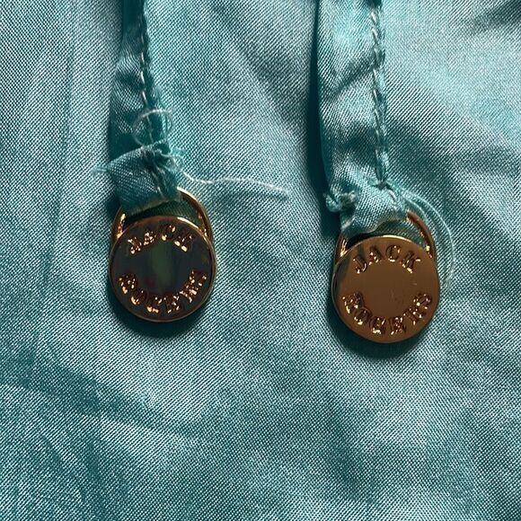 Jack Rogers Teal and White Embroidered Silk Tunic Top - Picture 5 of 8